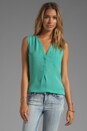 view 1 of 4 Matte Silk Vanitra Sleeveless Blouse in Neon Jade