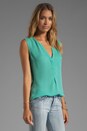 view 2 of 4 Matte Silk Vanitra Sleeveless Blouse in Neon Jade