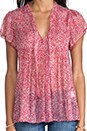 view 5 of 6 Macie Tie Front Blouse in Candy Red