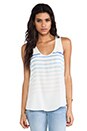 view 1 of 5 Rain B Placed Gradient Stripe Tank in Dusty Chambray