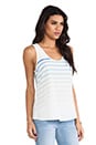 view 2 of 5 Rain B Placed Gradient Stripe Tank in Dusty Chambray