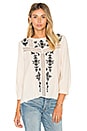 view 1 of 6 Oakes Embroidered Blouse in Almond & Caviar