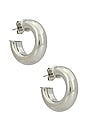 view 1 of 2 Rhodium Donut Pierced Hoops in Silver