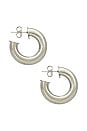 view 2 of 2 Rhodium Donut Pierced Hoops in Silver