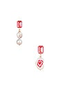 view 1 of 2 Heart Crystal Earrings in Pink Crystal