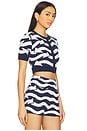 view 2 of 4 x REVOLVE X Revolve Short Sleeve Crop Cardigan in Navy & White