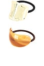 view 1 of 2 Tortoise And XL Wave Hair Cuff Set in Resin & 14k Gold Plated Brass
