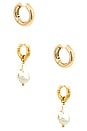 view 1 of 1 Bianca Hoop And Lou Hoop Earring Set in 14k Gold Plated Brass & Fresh Water Pearl