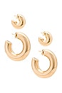 view 1 of 2 Monaco Hoop Earrings Set in 18k Gold Plated Brass