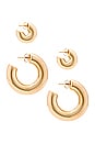 view 2 of 2 Monaco Hoop Earrings Set in 18k Gold Plated Brass