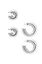 view 2 of 2 Monaco Hoop Earring Set in Silver