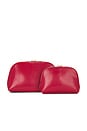 view 2 of 6 Red Python Embossed Pouch Set in Red