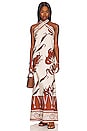 view 1 of 3 Del Mare Maxi Dress in La Mer Tabasco, Soft Yellow, & Rust in Ecru & Tabacco