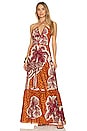 view 1 of 3 MAXIVESTIDO RITOS DE DUELO in Toile Mustard Orange, Ecru, & Wine