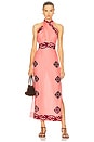 view 1 of 3 Energetic Patterns Ankle Dress in Pink & Wine