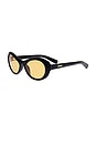 view 2 of 3 GAFAS DE SOL ROND in Matte Black, Gold, & Amber