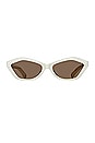 view 1 of 3 Geometric Sunglasses in Bambino White, Yellow Gold, & Brown