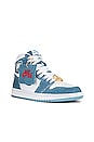 view 2 of 7 Air Jordan 1 Retro High OG Sneaker in White, Boarder Blue, & Metallic Gold
