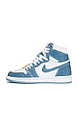 view 5 of 7 Air Jordan 1 Retro High OG Sneaker in White, Boarder Blue, & Metallic Gold