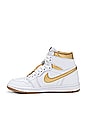 view 5 of 7 Air Jordan 1 Retro High OG Sneaker in White, Metallic Gold, & Gum Light Brown