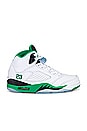 view 1 of 6 Air Jordan 5 Retro Sneaker in White, Lucky Green, Black, & Ice Blue