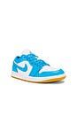view 2 of 6 Air Jordan 1 Low Sneaker in White, Dark Powder Blue, & Gum Light Brown