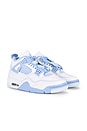 view 2 of 7 Air Jordan 4 Retro Sneaker in White, Aluminum, Blue Tint & Oil Green