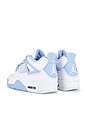 view 3 of 7 Air Jordan 4 Retro Sneaker in White, Aluminum, Blue Tint & Oil Green