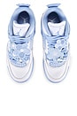 view 4 of 7 Air Jordan 4 Retro Sneaker in White, Aluminum, Blue Tint & Oil Green