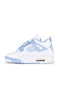 view 5 of 7 Air Jordan 4 Retro Sneaker in White, Aluminum, Blue Tint & Oil Green