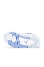 view 6 of 7 Air Jordan 4 Retro Sneaker in White, Aluminum, Blue Tint & Oil Green