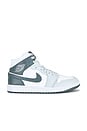 view 1 of 6 Air Jordan 1 Mid Sneaker in White, Smoke Grey & Pure Platinum