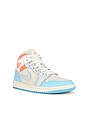 view 2 of 6 Air Jordan 1 Mid Sneaker in Sail, Blue Chill, Hot Lava & Muslin