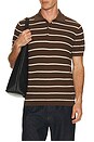 view 1 of 4 Calum Short Sleeve Polo in Chocolate Stripe
