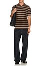 view 3 of 4 Calum Short Sleeve Polo in Chocolate Stripe