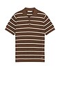 view 4 of 4 Calum Short Sleeve Polo in Chocolate Stripe