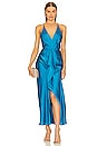 view 1 of 4 Giana Draped Gown in Phthalo Blue