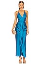 view 4 of 4 Giana Draped Gown in Phthalo Blue
