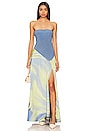 view 1 of 5 Kory Bustier Gown in Marina Blue Print