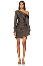 view 1 of 3 Cameron One Shoulder Mini Dress in Chocolate