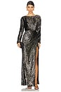 view 1 of 4 Angelique Longsleeve Gown in Black Metallic