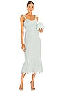 view 1 of 3 Bonnie Silk Lace Plisse Strapless Bustier Midi Dress in Tide