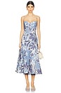 view 1 of 3 ANALISE 뷔스티에 미디 드레스 in Blue Hydrangea Floral