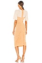view 3 of 3 Charleigh Rayon Ruche Dress in Butterscotch & Parchment