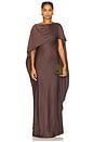 view 1 of 5 Izel Cape Gown in Chocolate