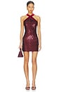view 1 of 4 Isla Halter Neck Mini Dress in Oxblood
