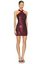 view 2 of 4 Isla Halter Neck Mini Dress in Oxblood