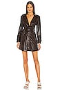 view 1 of 4 Chandler Vegan Leather Trench Mini Dress in Chocolate