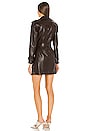 view 3 of 4 Chandler Vegan Leather Trench Mini Dress in Chocolate