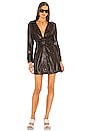view 4 of 4 Chandler Vegan Leather Trench Mini Dress in Chocolate